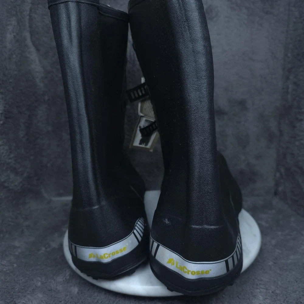 LaCrosse Tracktion Overshoe Boots Mens 13 Black 12 Inch Waterproof Ice Spikes